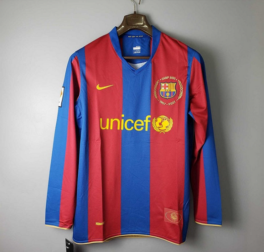 BARCELONA 2007 -2008 LONG SLEEVE RETRO HOME FOOTBALL SHIRT