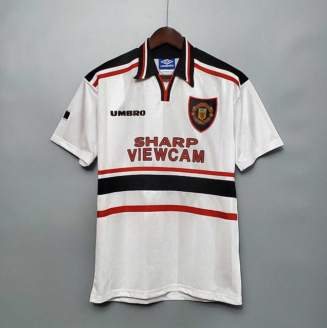 MANCHESTER UNITED 1997 -1999 WHITE AWAY RETRO FOOTBALL SHIRT