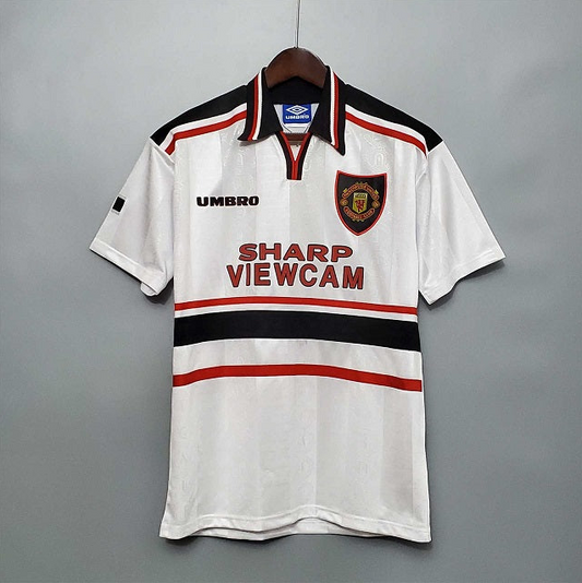 MANCHESTER UNITED 1997 -1999 WHITE AWAY RETRO FOOTBALL SHIRT