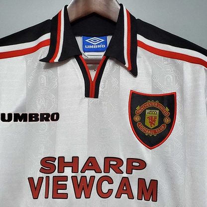 MANCHESTER UNITED 1997 -1999 WHITE AWAY RETRO FOOTBALL SHIRT