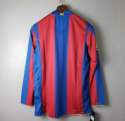 BARCELONA 2007 -2008 LONG SLEEVE RETRO HOME FOOTBALL SHIRT